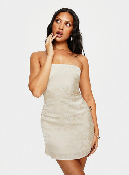 Ramie Strapless Mini Dress Champagne