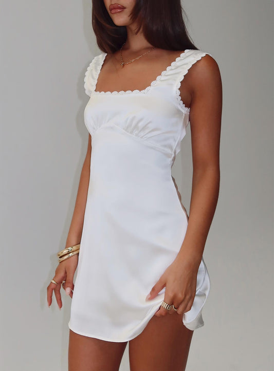 Dasha Satin Mini Dress White