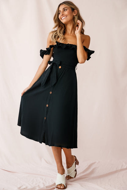 Matisse Off-Shoulder Placket Dress Black