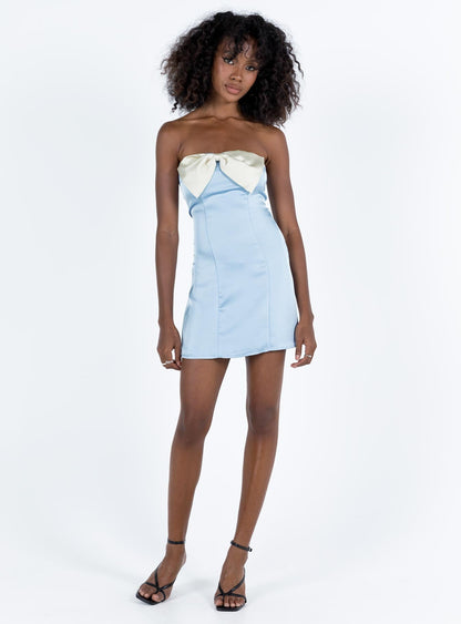 Kesy Bow Tie Mini Dress Blue / Champagne