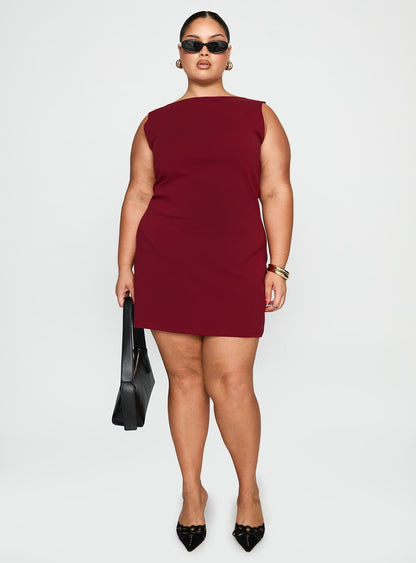 Zimmie Mini Dress Burgundy Curve