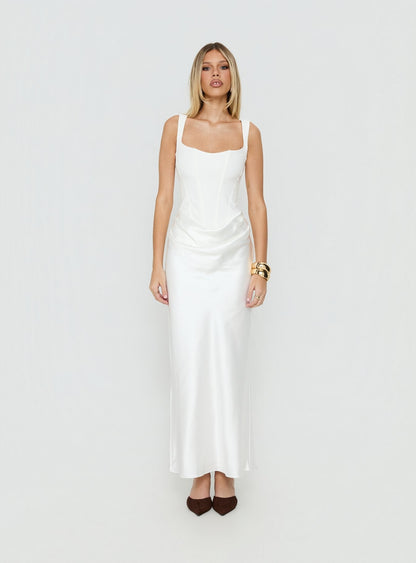 Ryana Corset Drape Maxi Dress White
