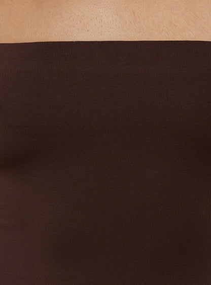 Ophal Strapless Drop Waist Maxi Dress Brown