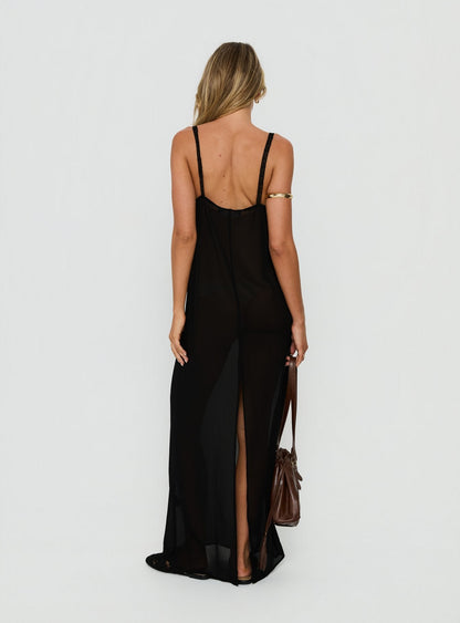 Glacial Sheer Maxi Dress Noir