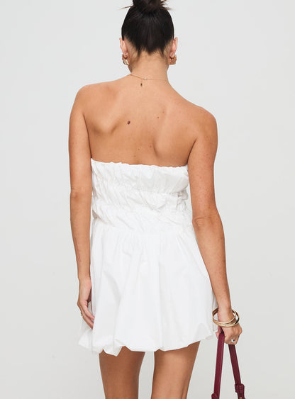 Karenza Bubble Hem Mini Dress White