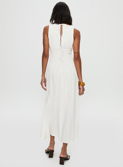 Lilienne Shirred Maxi Dress White