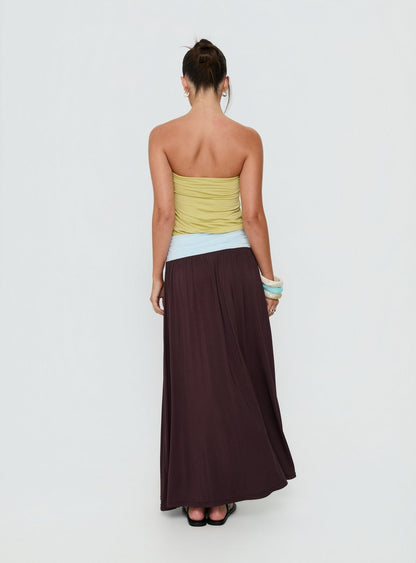 Heart Swarm Colour Block Strapless Maxi Dress Multi