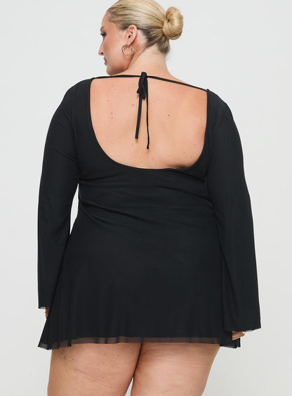 Lukea Long Sleeve Mini Dress Black Curve
