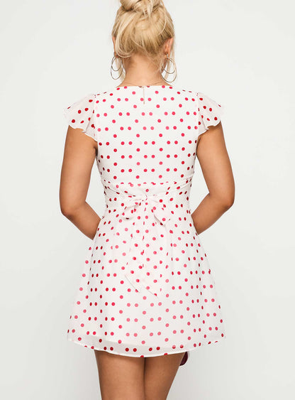I Guess So Mini Dress White / Burgundy Petite