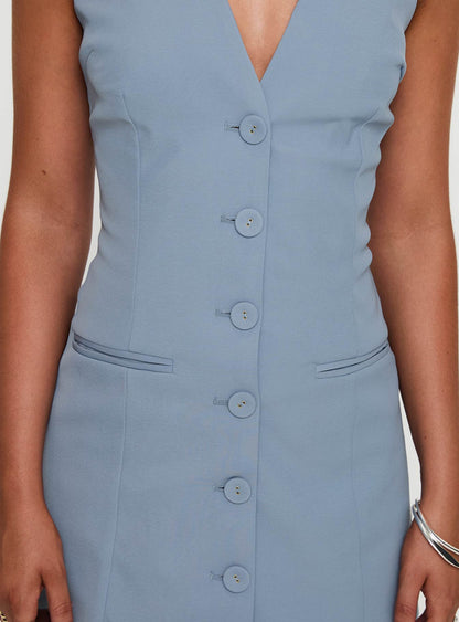 Vyxen Halter Mini Dress Blue