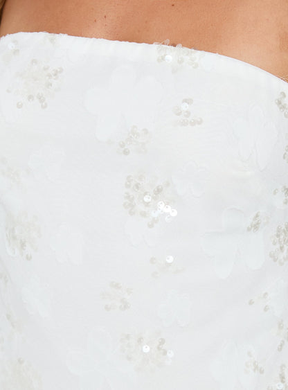 Karlottie Strapless Mini Dress White Burnout