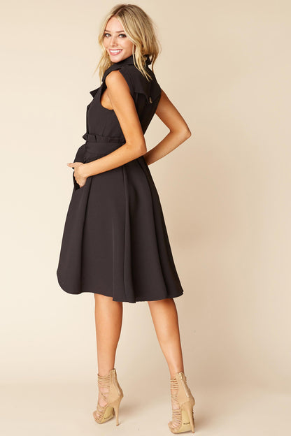 Harvard Bow Tie Trench Dress Black