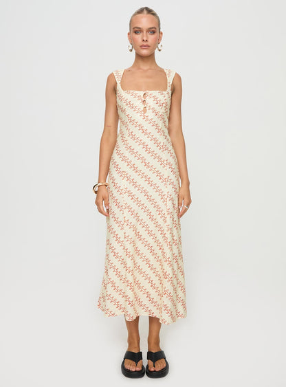 Chosen Girl Linen Blend Midi Dress Multi
