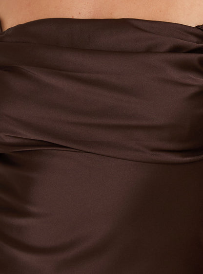 Zabbarra Off The Shoulder Mini Dress Chocolate