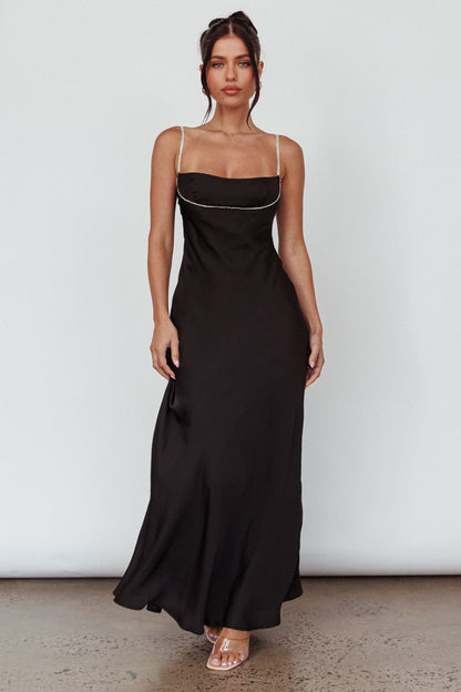 Linka Diamante Strap Maxi Dress Black