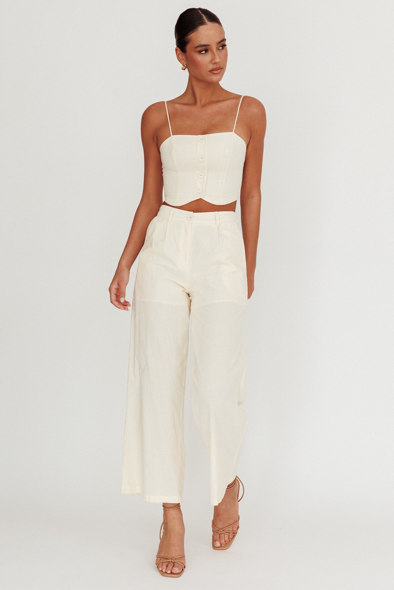 Breathless Straight Neck Cropped Top Oat
