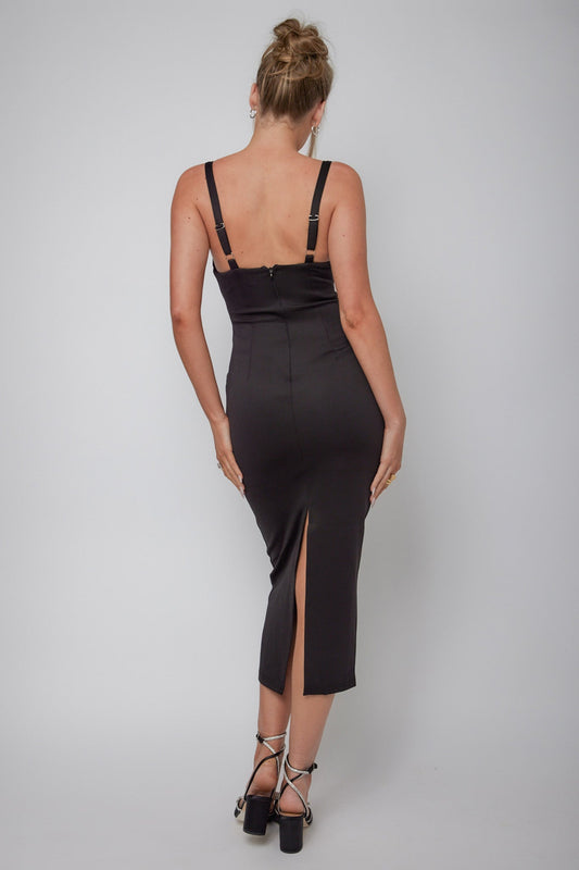 La Bellevilloise Sequin Bust Midi Dress Black