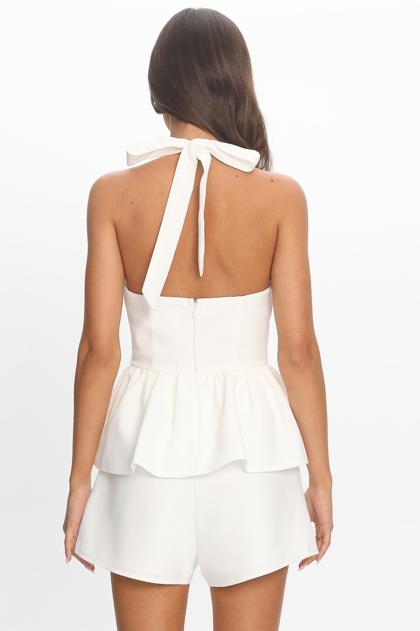 Molly Halter Peplum Top White