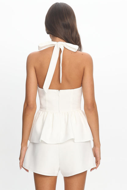 Molly Halter Peplum Top White