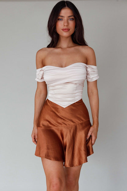 Gwyneth Flounce Mini Skirt Chocolate