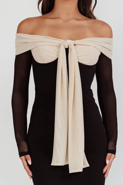 Perfect Worlds Off Shoulder Maxi Dress Black