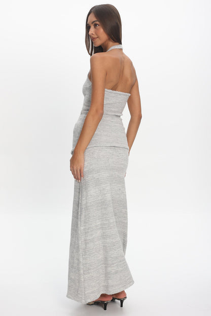 Duma Knit Maxi Skirt Light Grey