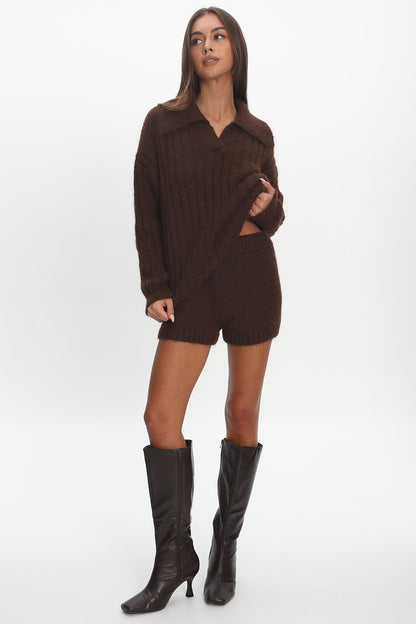 Jenae Knit Shorts Chocolate