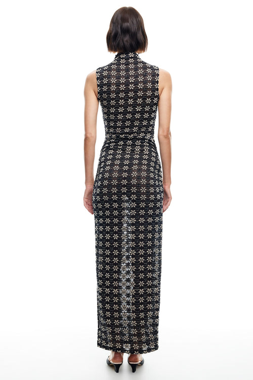 LIONESS Elle Maxi Dress 70's Onyx