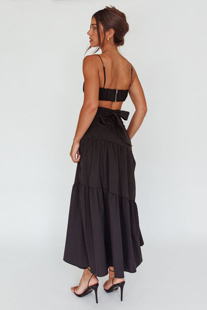Bondi Waist Tie Maxi Skirt Black
