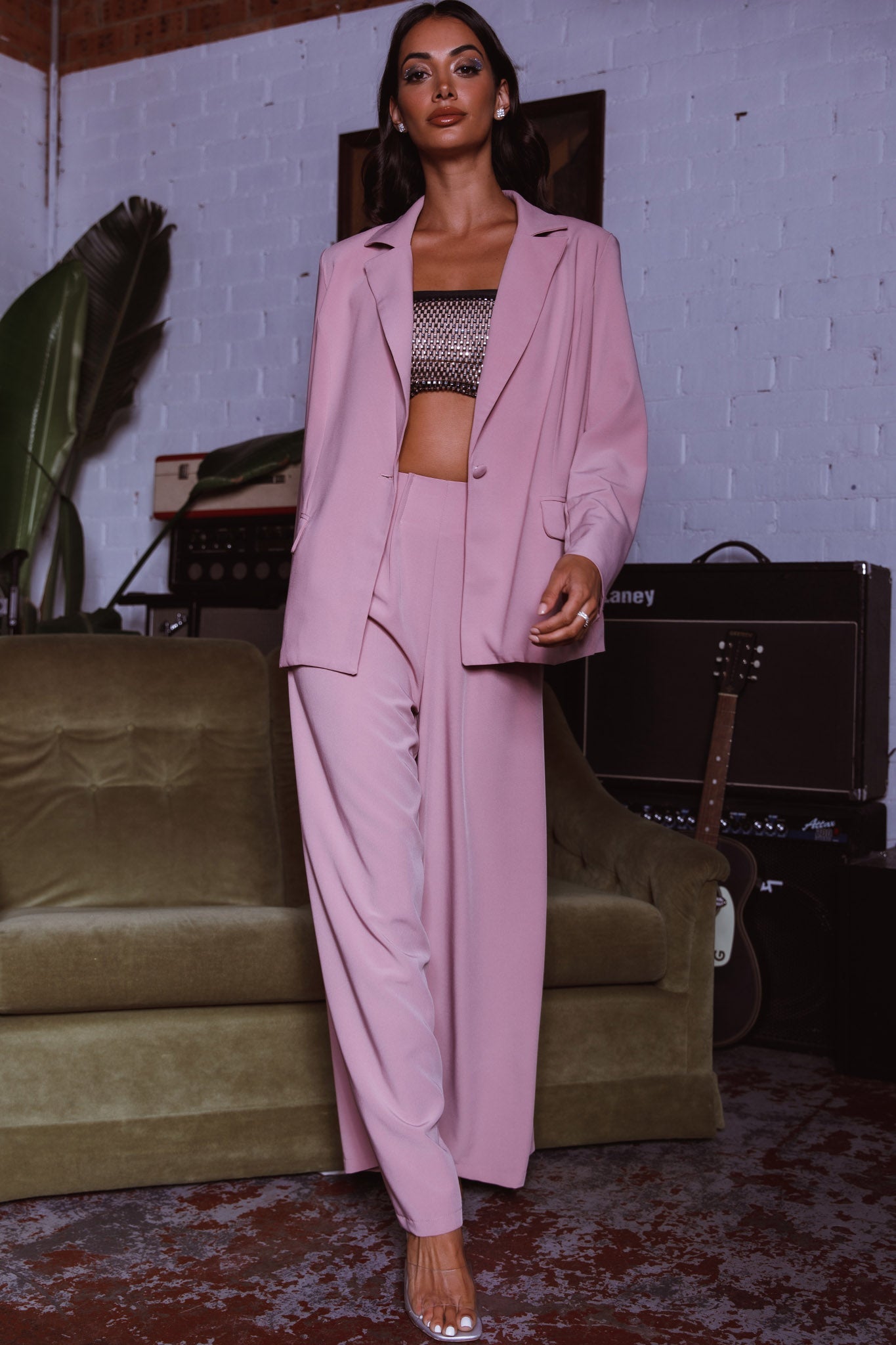 Vous Etes Belle Pleated Waist Pants Blush