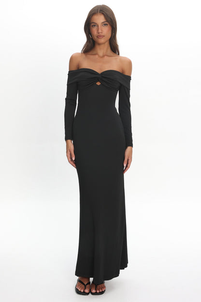 Oliana Twist Bust Maxi Dress Black