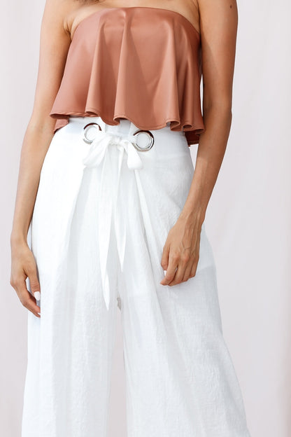 Saigon Wide Leg Eyelet Pants White