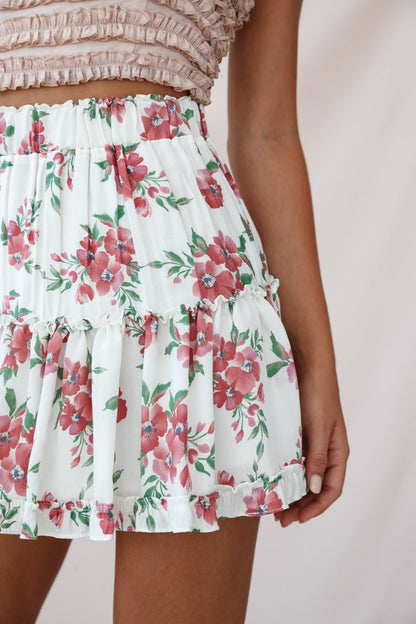 Alexi Floral Mini Skirt White